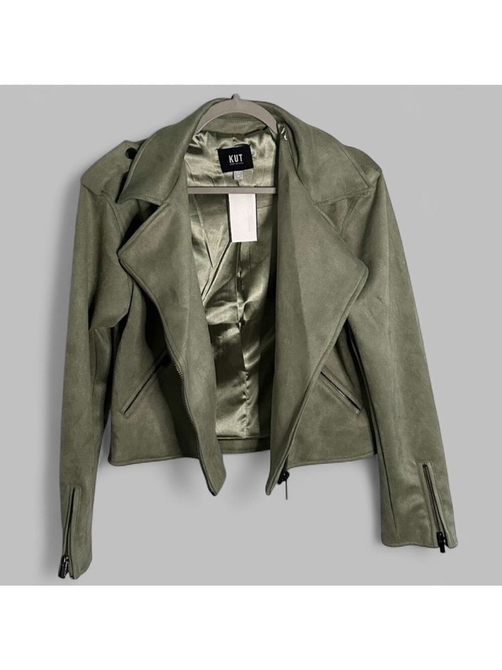 KUT from the Kloth-Jackie Moto Jacket-size Medium-Celery-NWT-retails $129